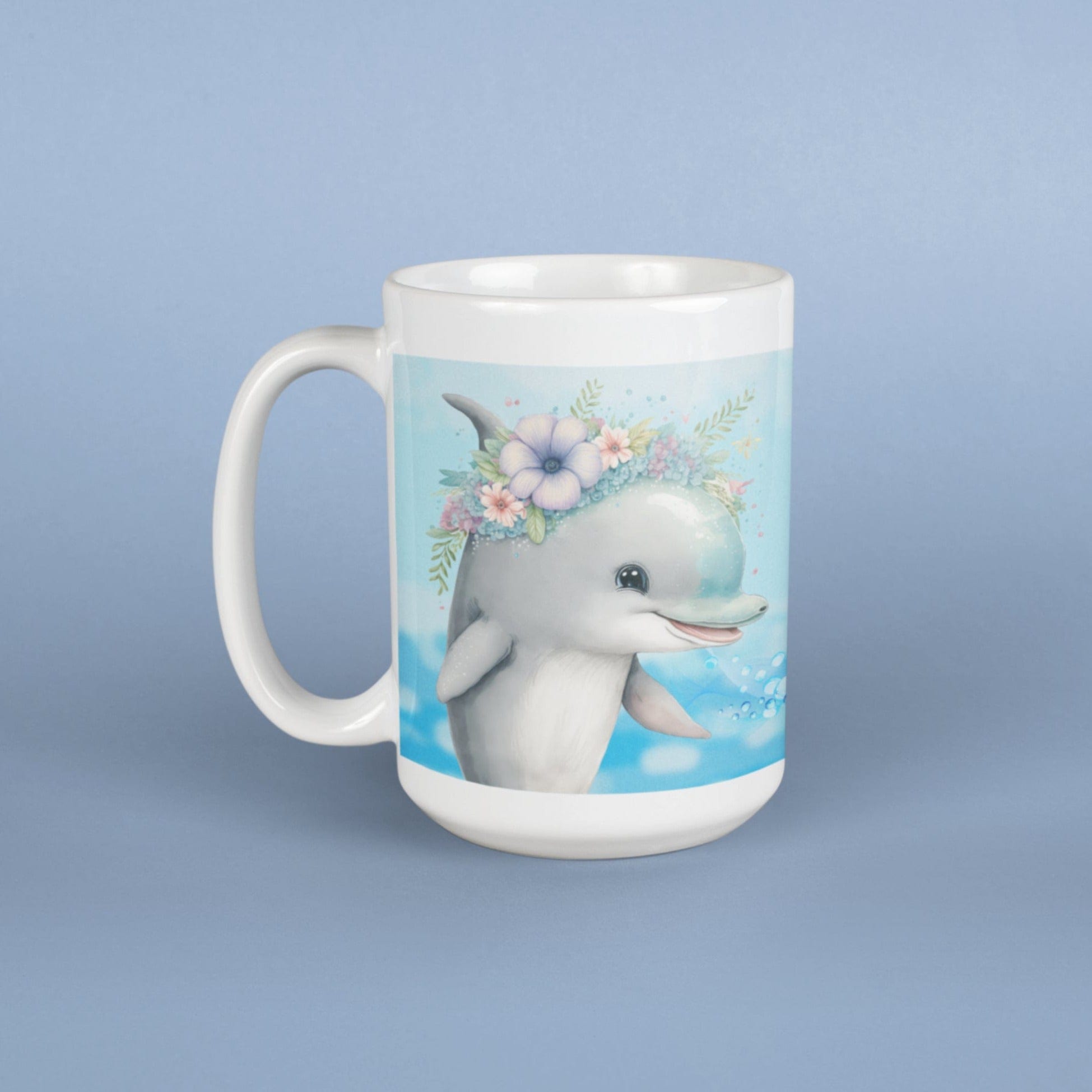 Printify Mug 15oz Coffee Mug, Dolphin Coffee Mug, Dolphin Gift, Ocean Mug, Birthday Gift, Animal Mug, White 15 oz Ceramic, Gift for Her, Free Shipping 27413227922734067666